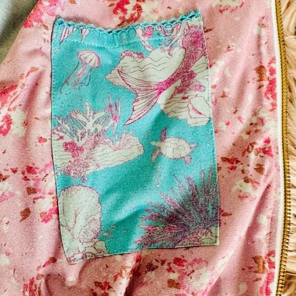 LOVESHACKFANCY X HURLEY UNDER THE SEA MERMAID METALLIC CROPPED BOMBER JACKET MD - Picture 7 of 11